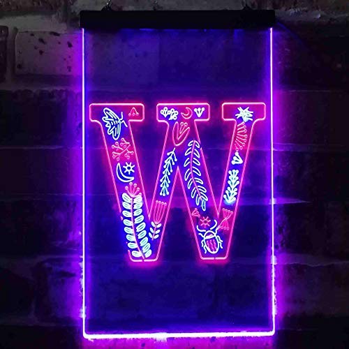 Family Name Letter W Monogram Initial LED Light Sign - LED Gift Works