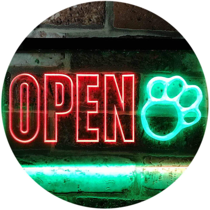 Open Paw Print Dog Grooming LED Light Sign - Way Up Gifts