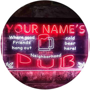 Personalized Neighborhood Pub Bar LED Light Sign - LED Gift Works