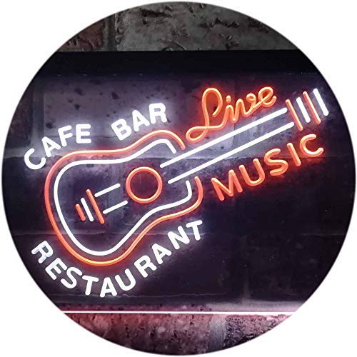 Guitar Cafe Bar Restaurant Live Music LED Light Sign - Way Up Gifts