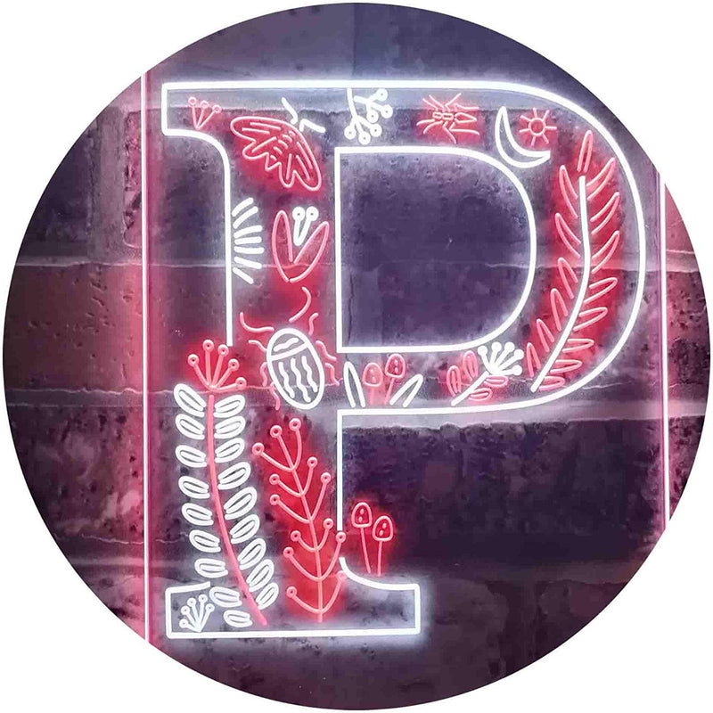 Family Name Letter P Monogram Initial LED Light Sign - LED Gift Works