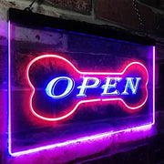 Open Dog Bone Grooming Pet Shop LED Light Sign - LED Gift Works