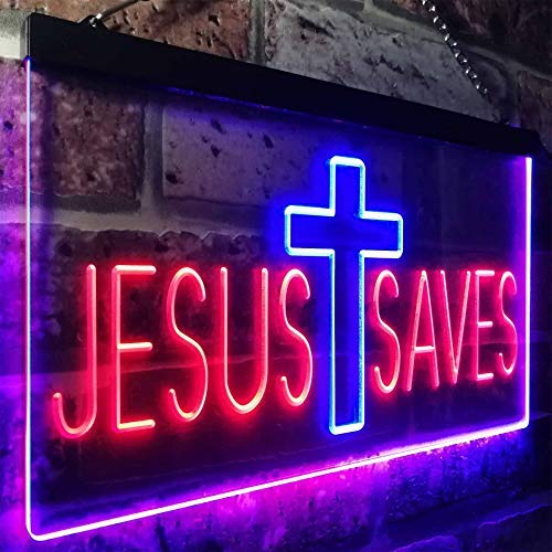 Cross Jesus Saves LED Light Sign - Way Up Gifts