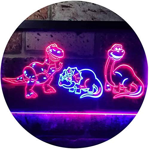 Dinosaur T Rex Triceratops Night Light Kids Bedroom Decor LED Light Sign - LED Gift Works