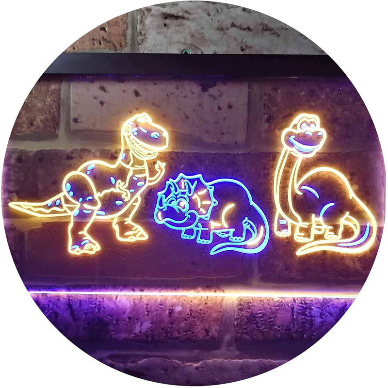 Dinosaur T Rex Triceratops Night Light Kids Bedroom Decor LED Light Sign - LED Gift Works