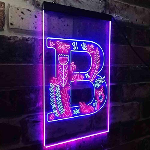 Family Name Letter B Monogram Initial LED Light Sign - Way Up Gifts