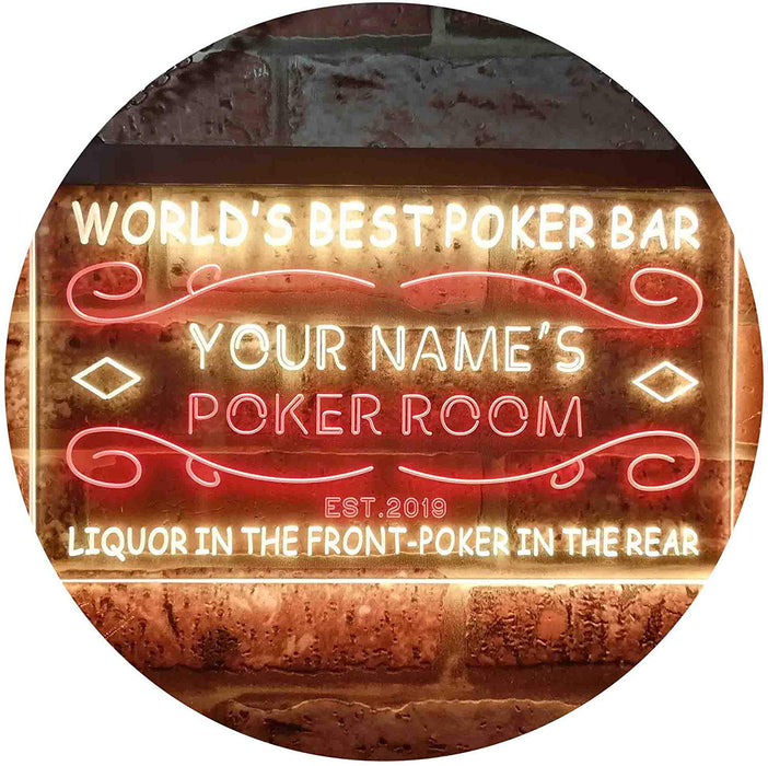 Personalized Poker Room Bar LED Light Sign - Way Up Gifts