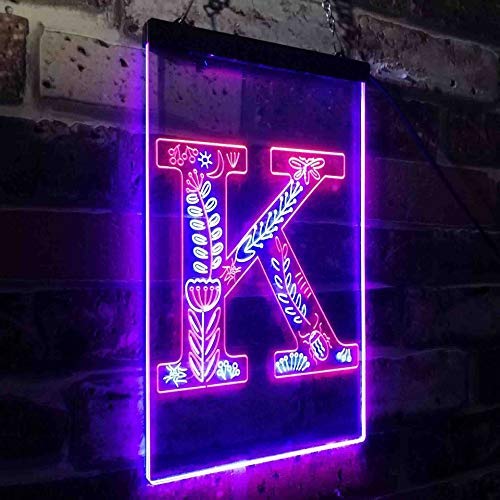 Family Name Letter K Monogram Initial LED Light Sign - Way Up Gifts
