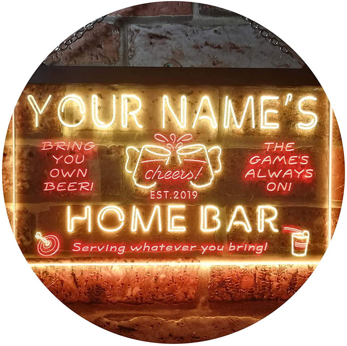 Personalized Beer Cheers Home Bar LED Light Sign - Way Up Gifts