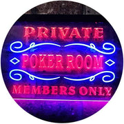 Private Poker Room Members Only LED Light Sign - LED Gift Works