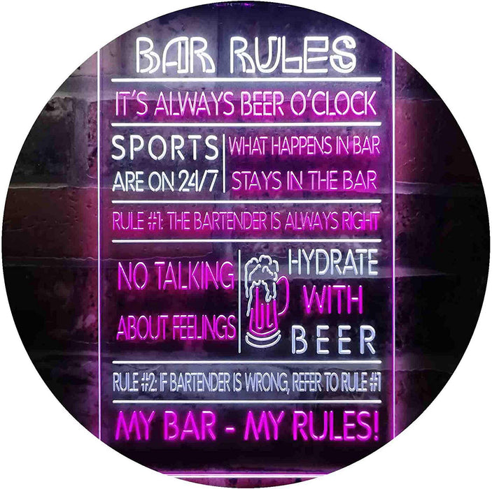 Bar Rules LED Light Sign - Way Up Gifts