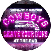 Cowboys Leave Guns Bar Western Decor LED Light Sign - LED Gift Works