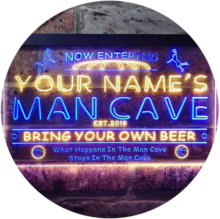 Personalized Sports Basketball Theme Man Cave LED Light Sign - Way Up Gifts