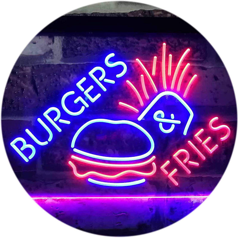 Hamburgers Burgers Fries LED Light Sign - LED Gift Works