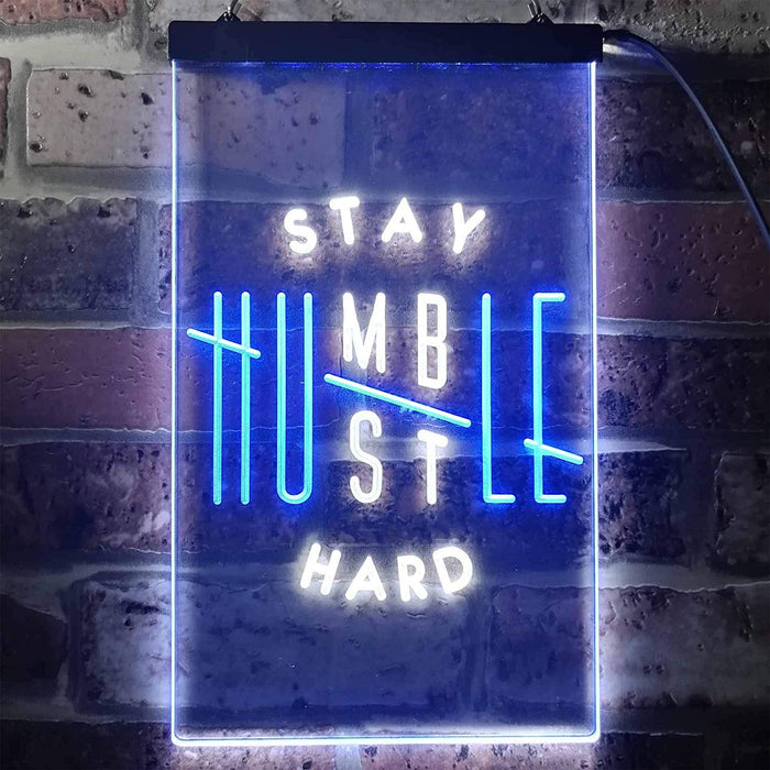 Motivational Quote Stay Humble Hustle Hard LED Light Sign - Way Up Gifts