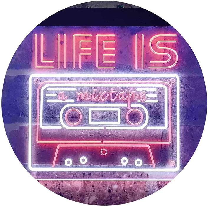 Life is a Mixtape Quotes Bedroom Decor LED Light Sign - Way Up Gifts
