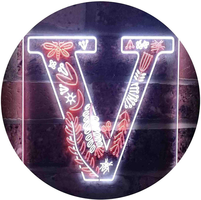 Family Name Letter V Monogram Initial LED Light Sign - Way Up Gifts