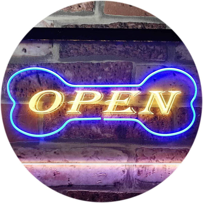 Open Dog Bone Grooming Pet Shop LED Light Sign - Way Up Gifts