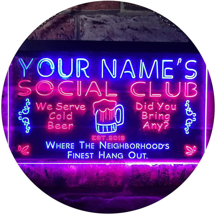 Personalized Social Club LED Light Sign - Way Up Gifts