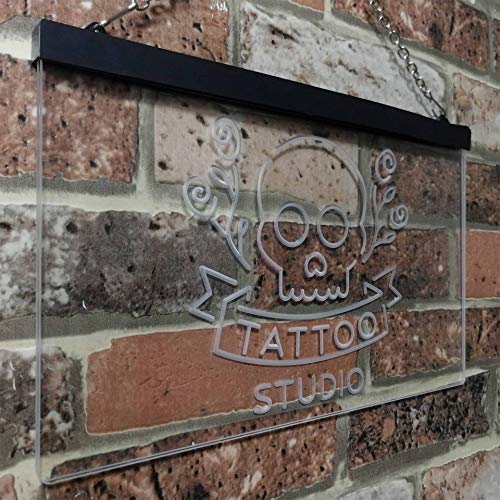 Skull Tattoo Studio LED Light Sign - LED Gift Works