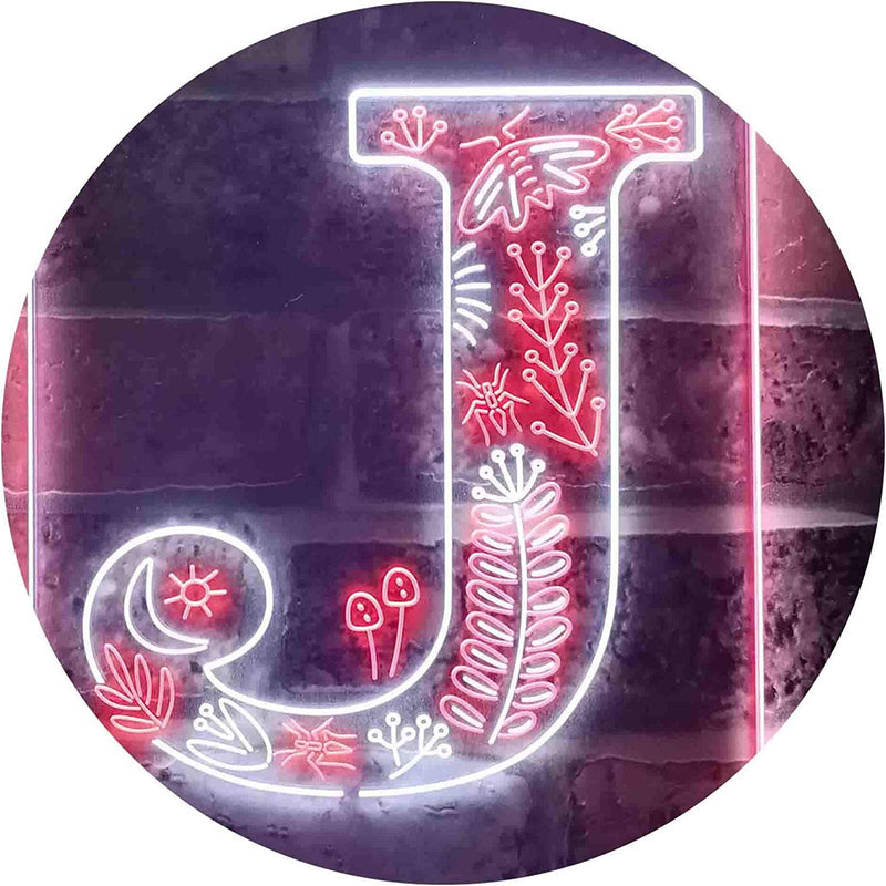 Family Name Letter J Monogram Initial LED Light Sign - LED Gift Works
