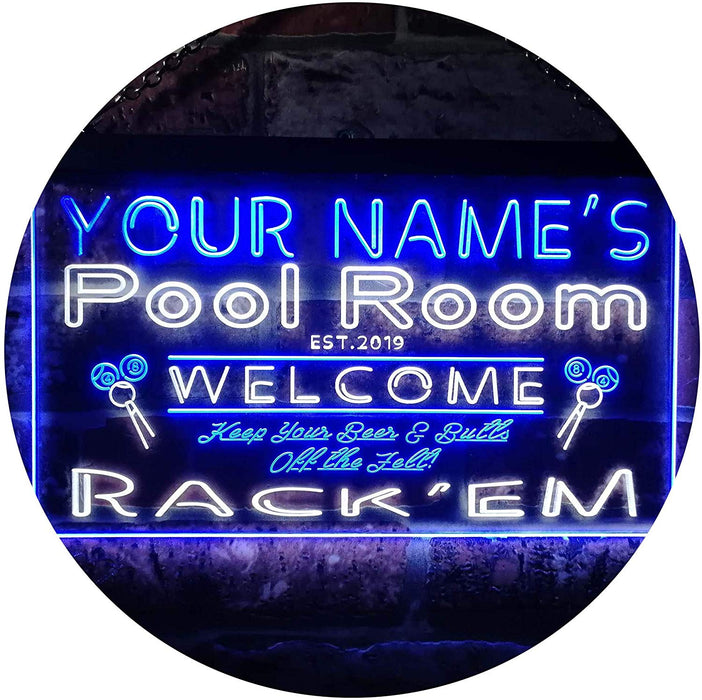 Personalized Billiards Pool Room LED Light Sign - Way Up Gifts