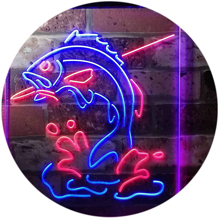 Fish on Hook Fishing Bait Store Cabin Decor LED Light Sign - Way Up Gifts