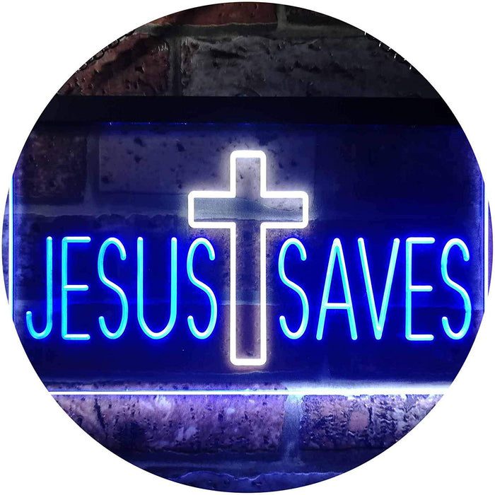 Cross Jesus Saves LED Light Sign - Way Up Gifts