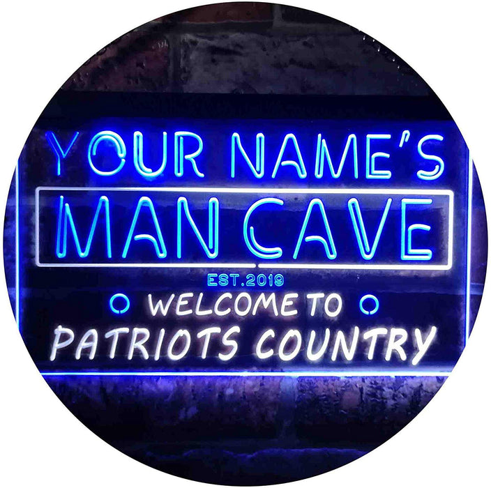Personalized Patriots Country Man Cave LED Light Sign - Way Up Gifts
