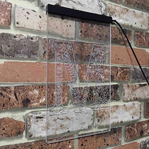 Family Name Letter M Initial Monogram LED Light Sign - LED Gift Works