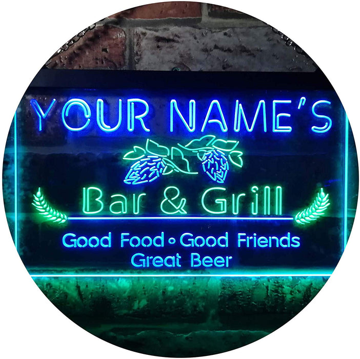 Personalized Bar & Grill LED Light Sign - Way Up Gifts