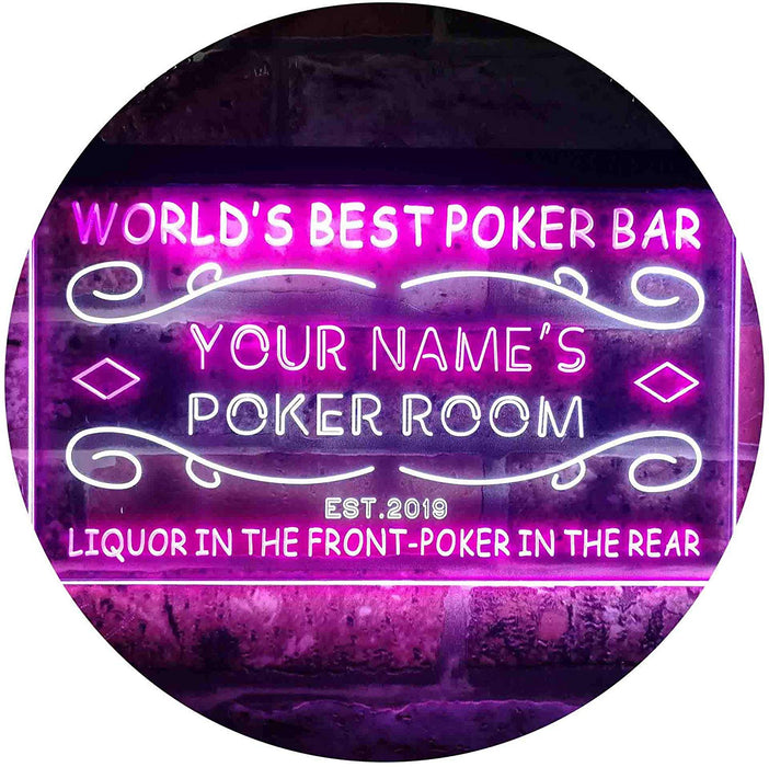 Personalized Poker Room Bar LED Light Sign - Way Up Gifts