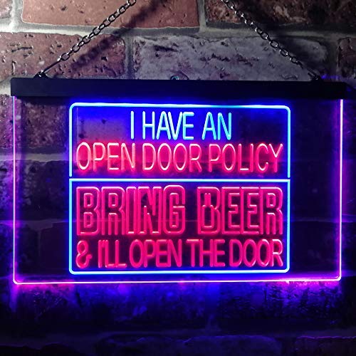 Open Door Policy Bring Beer Open Door LED Light Sign - Way Up Gifts