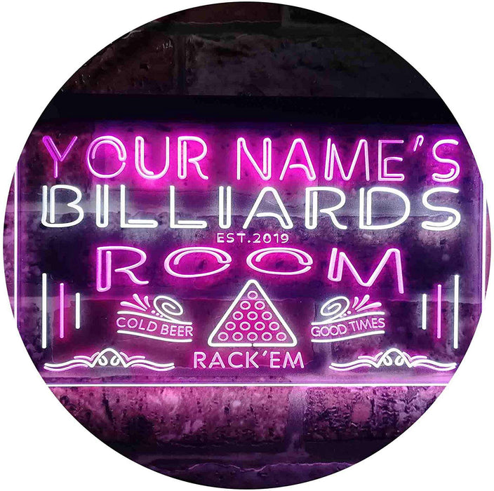 Personalized Pool Billiards Room LED Light Sign - Way Up Gifts