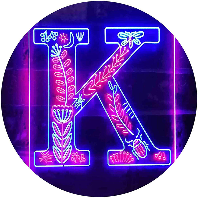 Family Name Letter K Monogram Initial LED Light Sign - LED Gift Works