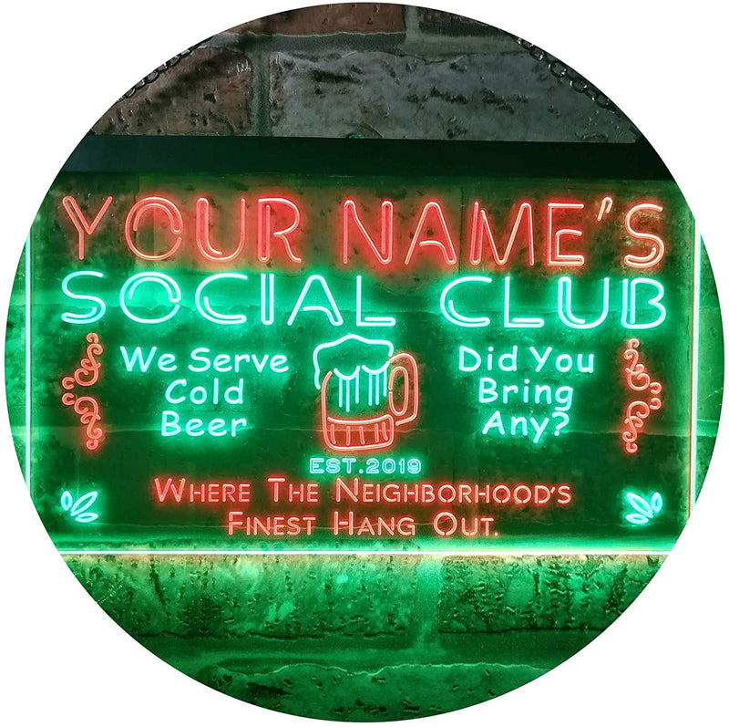 Personalized Social Club LED Light Sign - LED Gift Works
