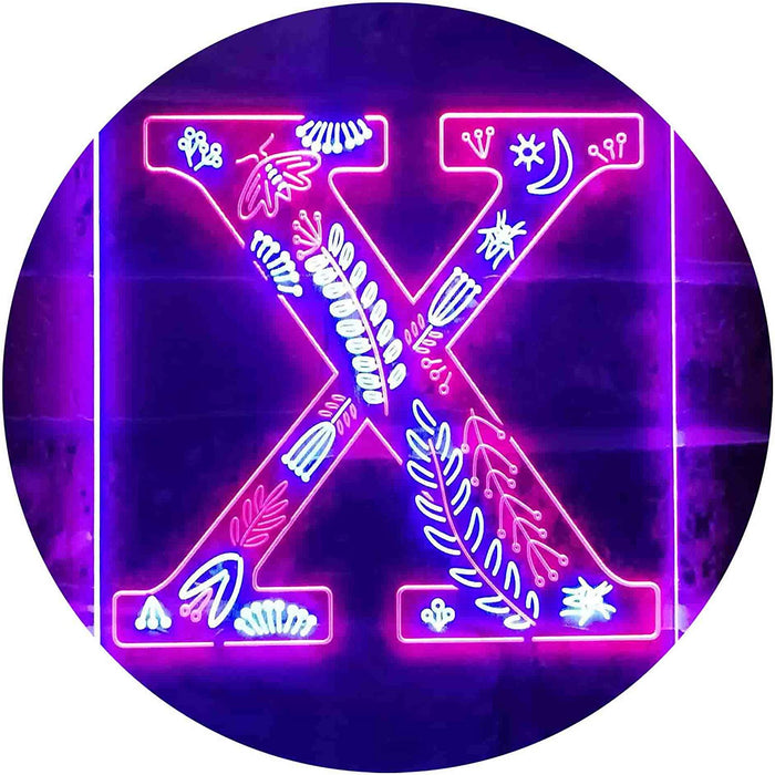 Family Name Letter X Monogram Initial LED Light Sign - Way Up Gifts