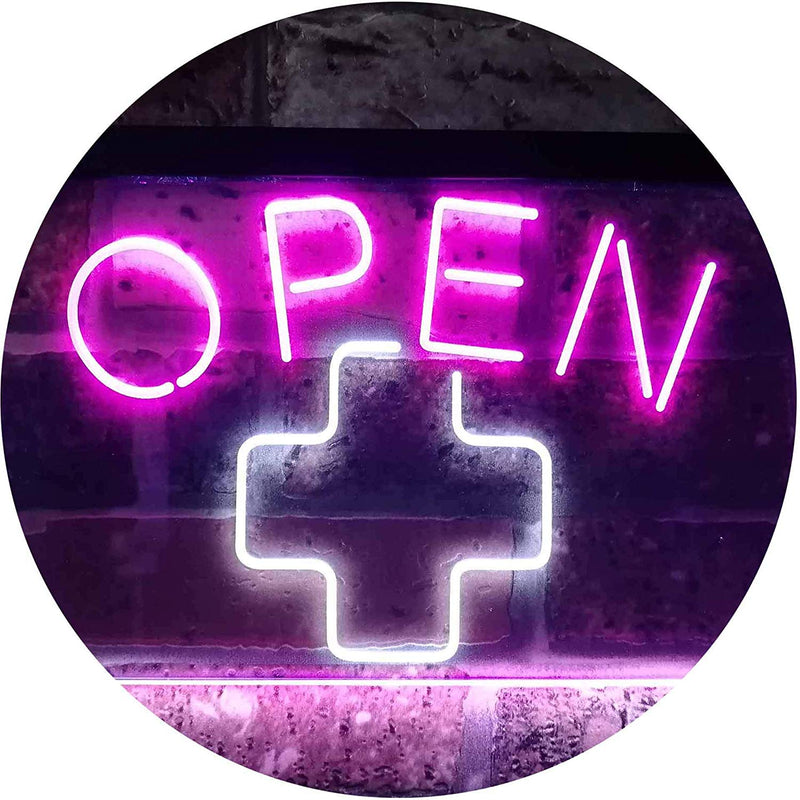 Open Medical Cross Dispensary LED Light Sign - LED Gift Works