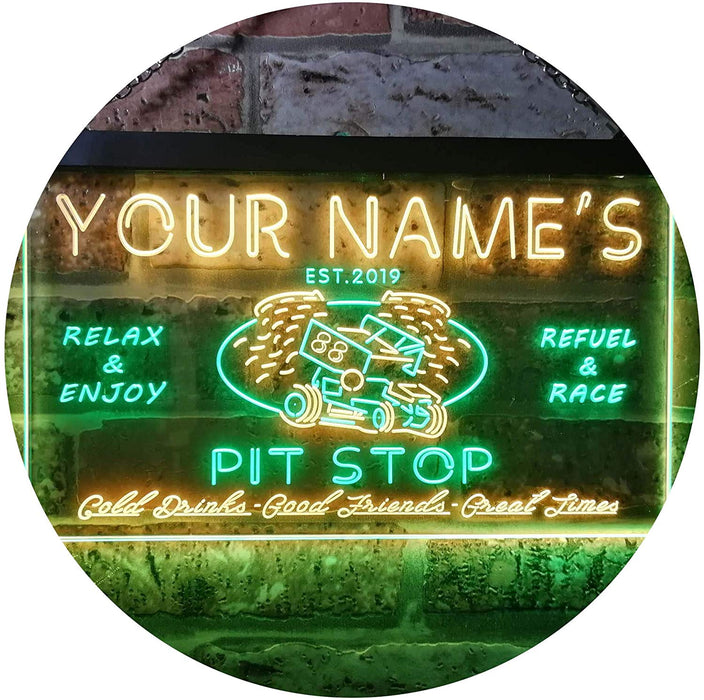 Personalized Car Racing Beer Pit Stop Bar LED Light Sign - Way Up Gifts