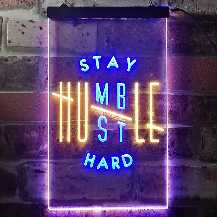Motivational Quote Stay Humble Hustle Hard LED Light Sign - Way Up Gifts