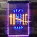 Motivational Quote Stay Humble Hustle Hard LED Light Sign - Way Up Gifts