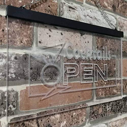 Bar Cocktails Open LED Light Sign - Way Up Gifts