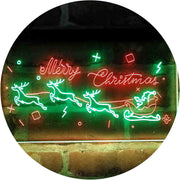 Merry Christmas Santa Claus Sleigh Reindeer LED Light Sign - LED Gift Works