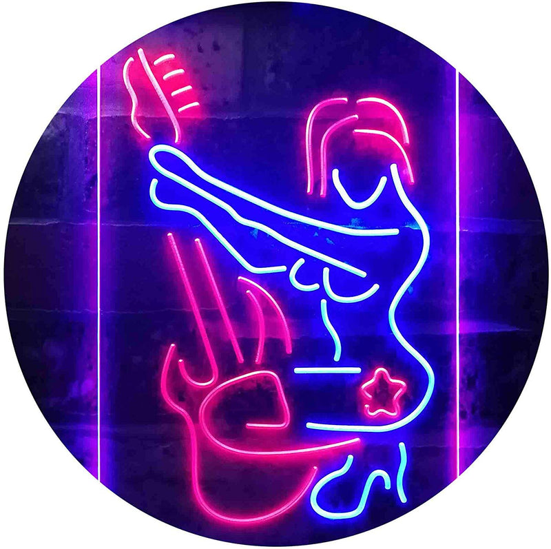 Sexy Girl Playing Guitar Music LED Light Sign - LED Gift Works