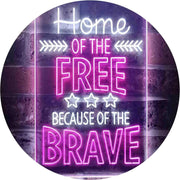 USA Home of The Free Because of The Brave LED Light Sign - LED Gift Works