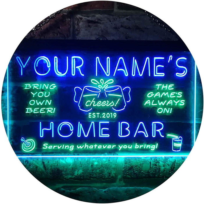 Personalized Beer Cheers Home Bar LED Light Sign - Way Up Gifts