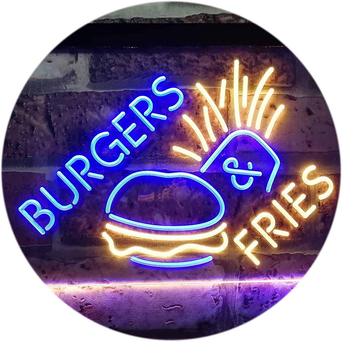 Hamburgers Burgers Fries LED Light Sign - Way Up Gifts