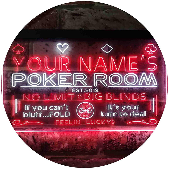 Personalized Poker Room LED Light Sign - Way Up Gifts