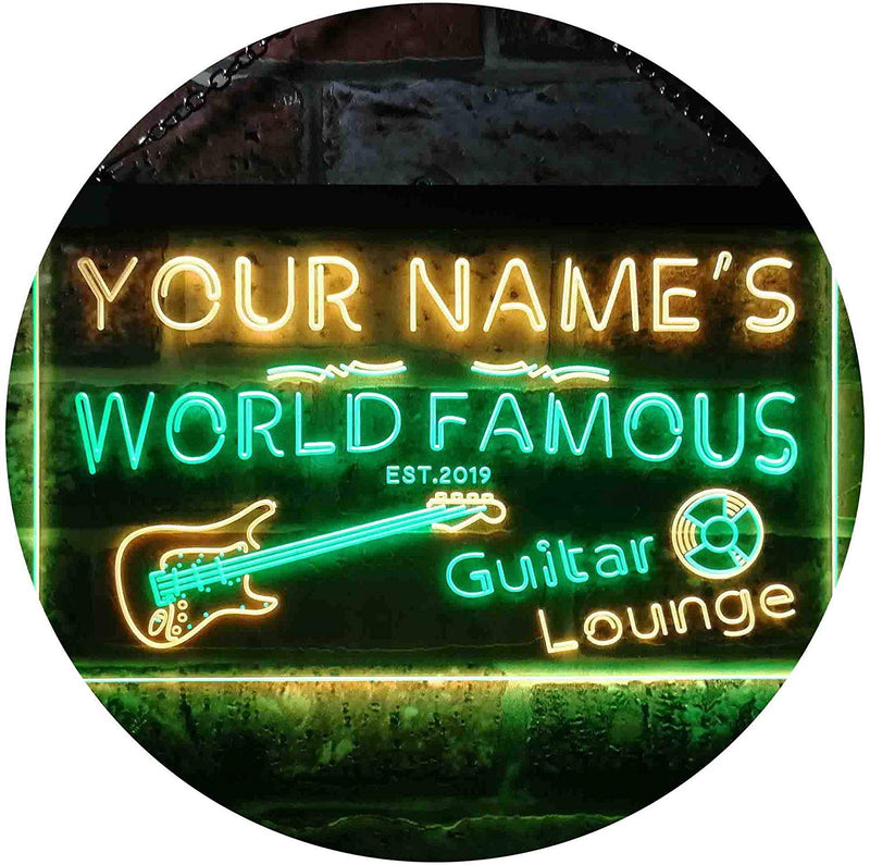 Personalized Guitar Lounge Music Room Studio LED Light Sign - LED Gift Works