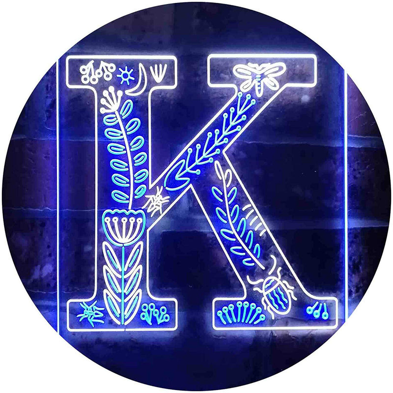 Family Name Letter K Monogram Initial LED Light Sign - LED Gift Works